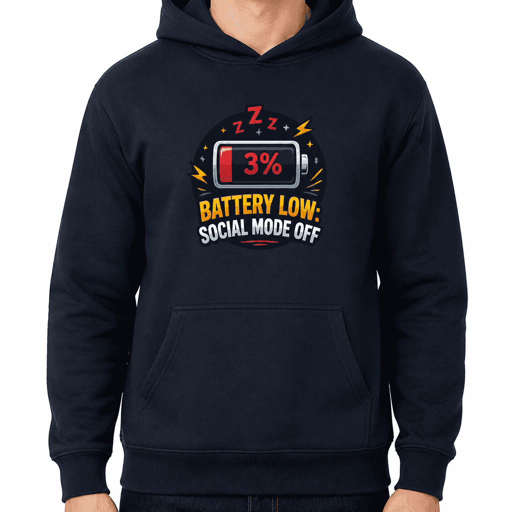 Funny Sarcastic Hoodie - Battery low: social mode off