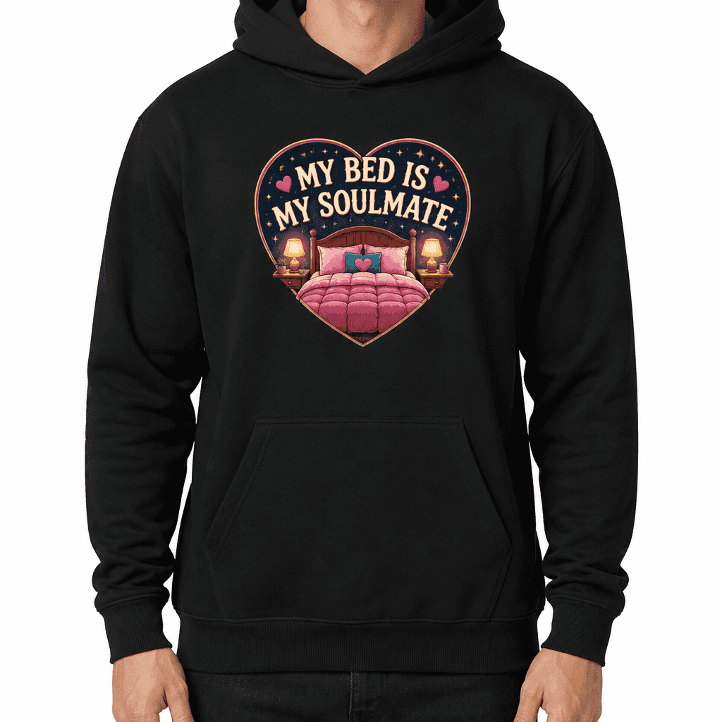 Funny Sarcastic Hoodie - My bed is my soulmate