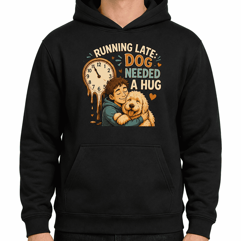 Funny Dog Lover Hoodie - Running late: dog needed a hug