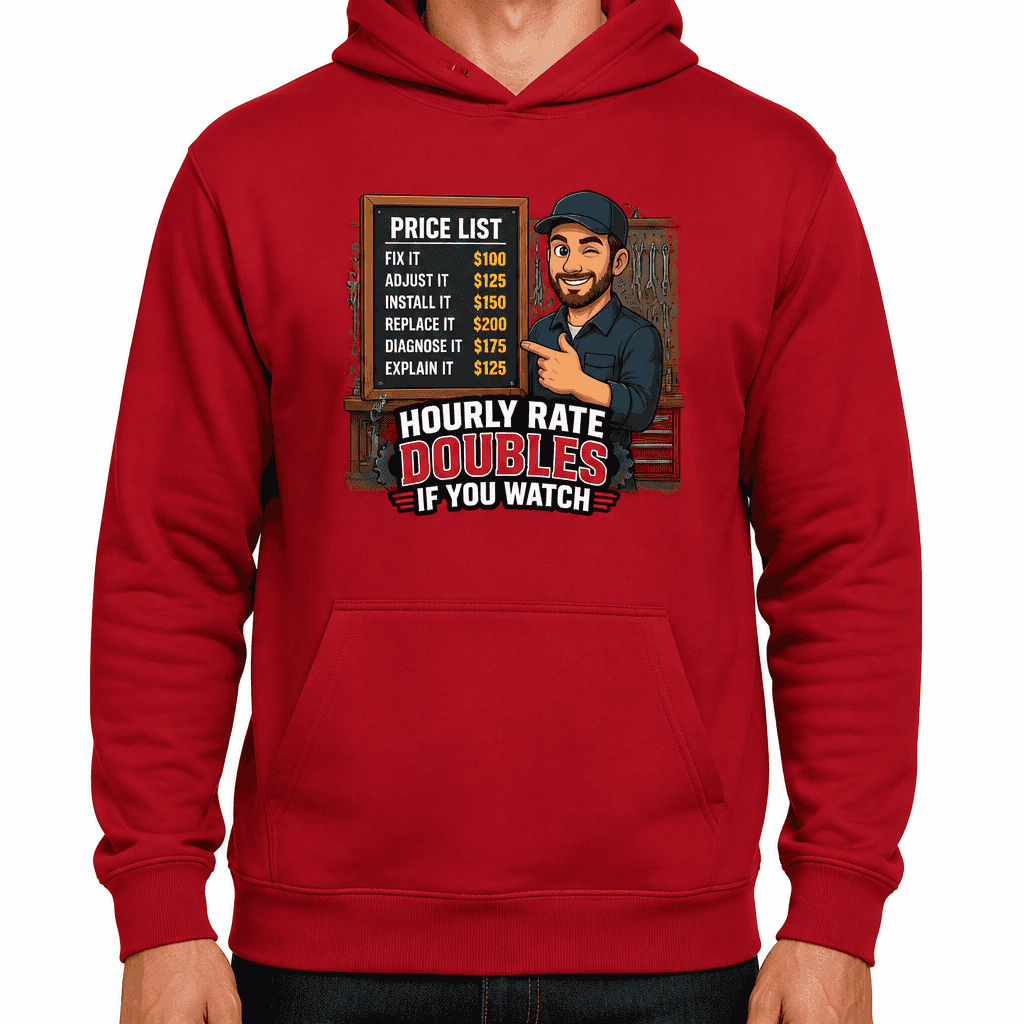 Funny Mechanic Hoodie - Hourly rate doubles if you watch