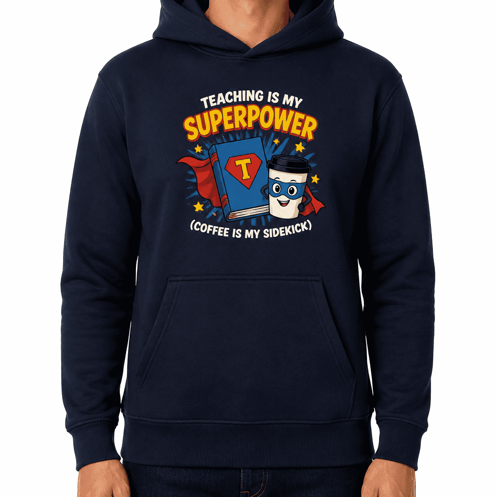 Funny Teacher Hoodie - Teaching is my superpower (coffee is my sidekick)
