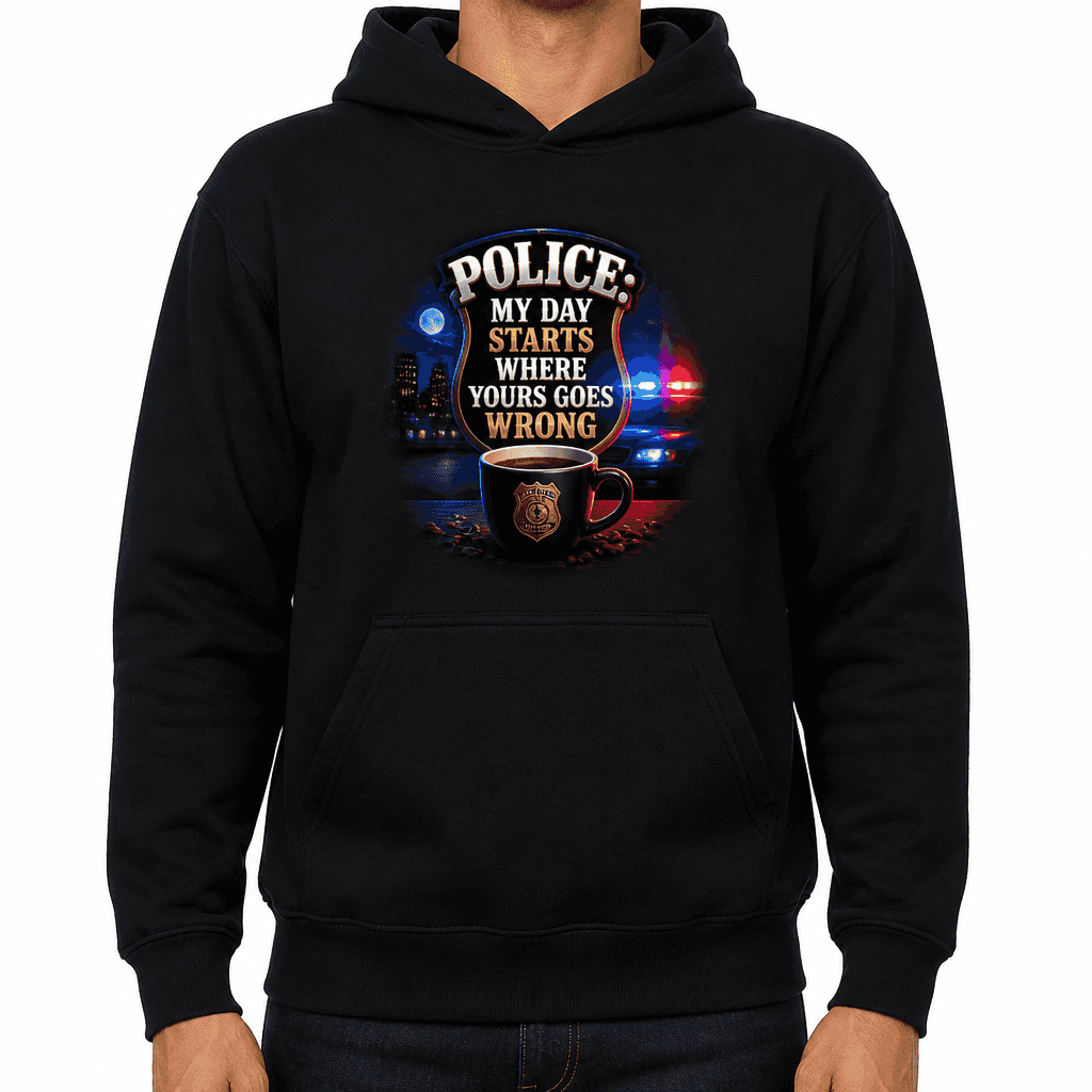 Funny Police Hoodie - My day starts where yours goes wrong