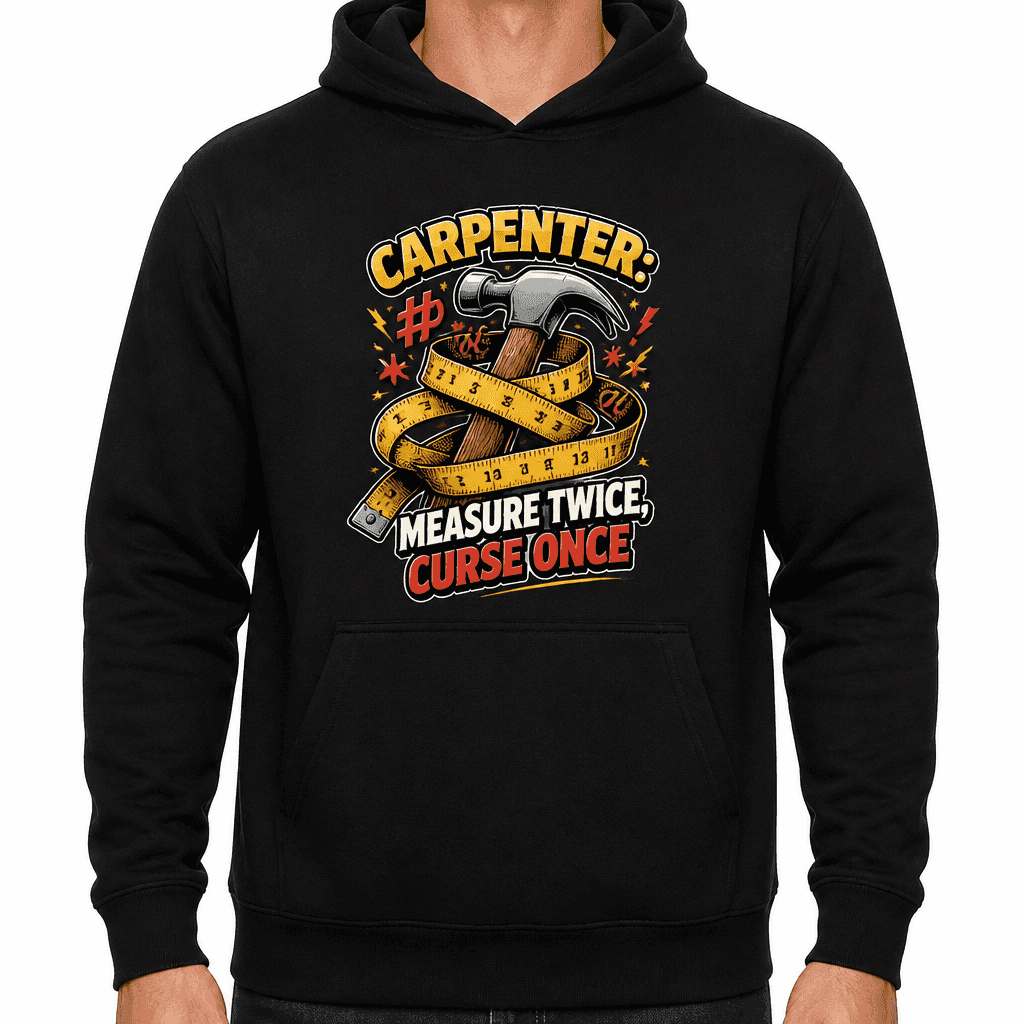Funny Carpenter Hoodie - Carpenter: Measure twice, curse once