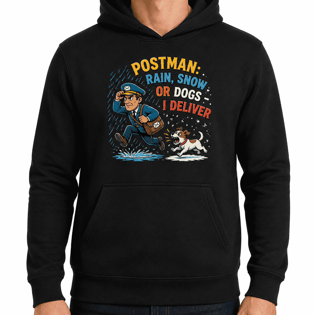 Funny Postman Hoodie - Postman: rain, snow or dogs - I deliver