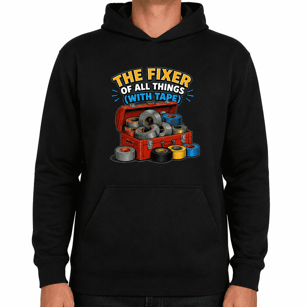 Funny Dad Hoodie - The fixer of all things (with tape)