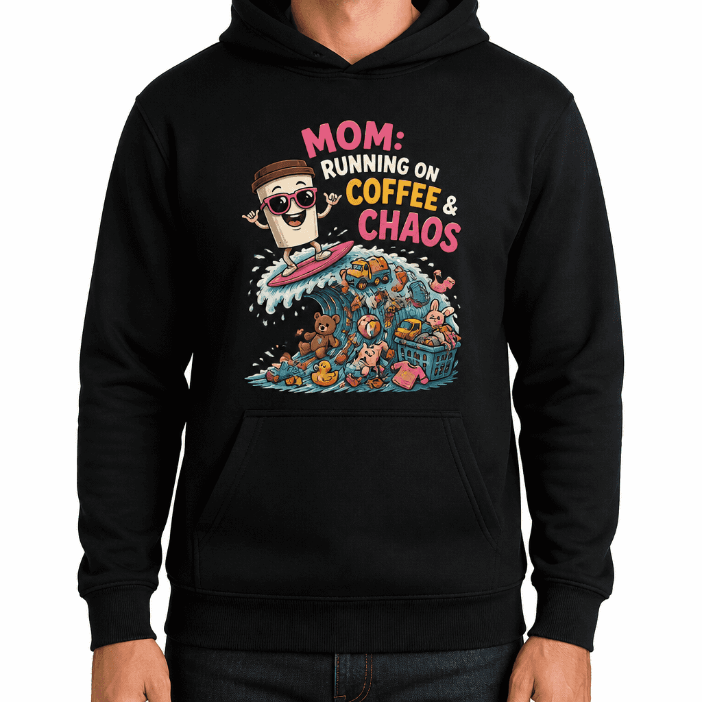 Funny Mom Hoodie - Mom: running on coffee & chaos