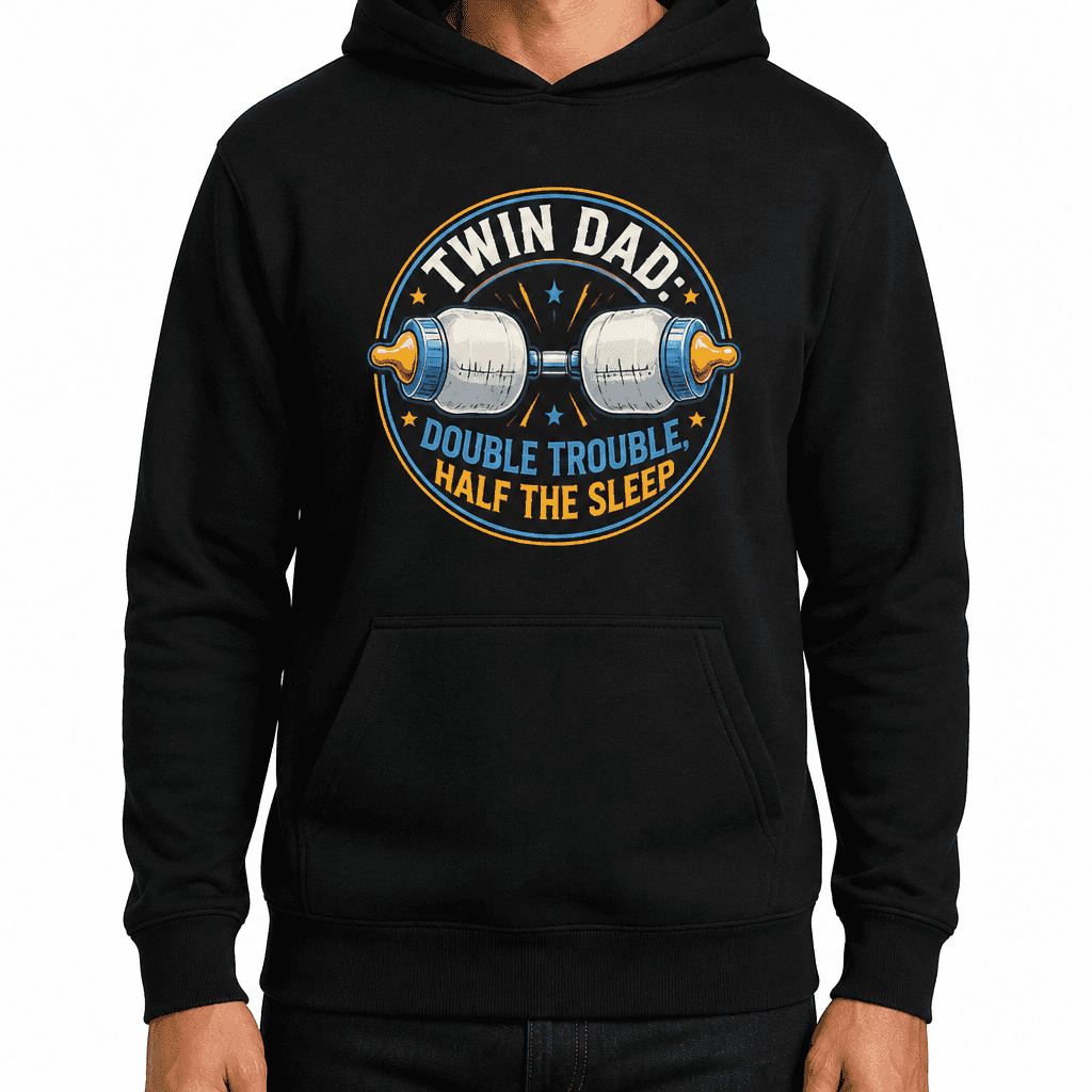 Funny Twin Dad Hoodie - Twin dad: double trouble, half the sleep