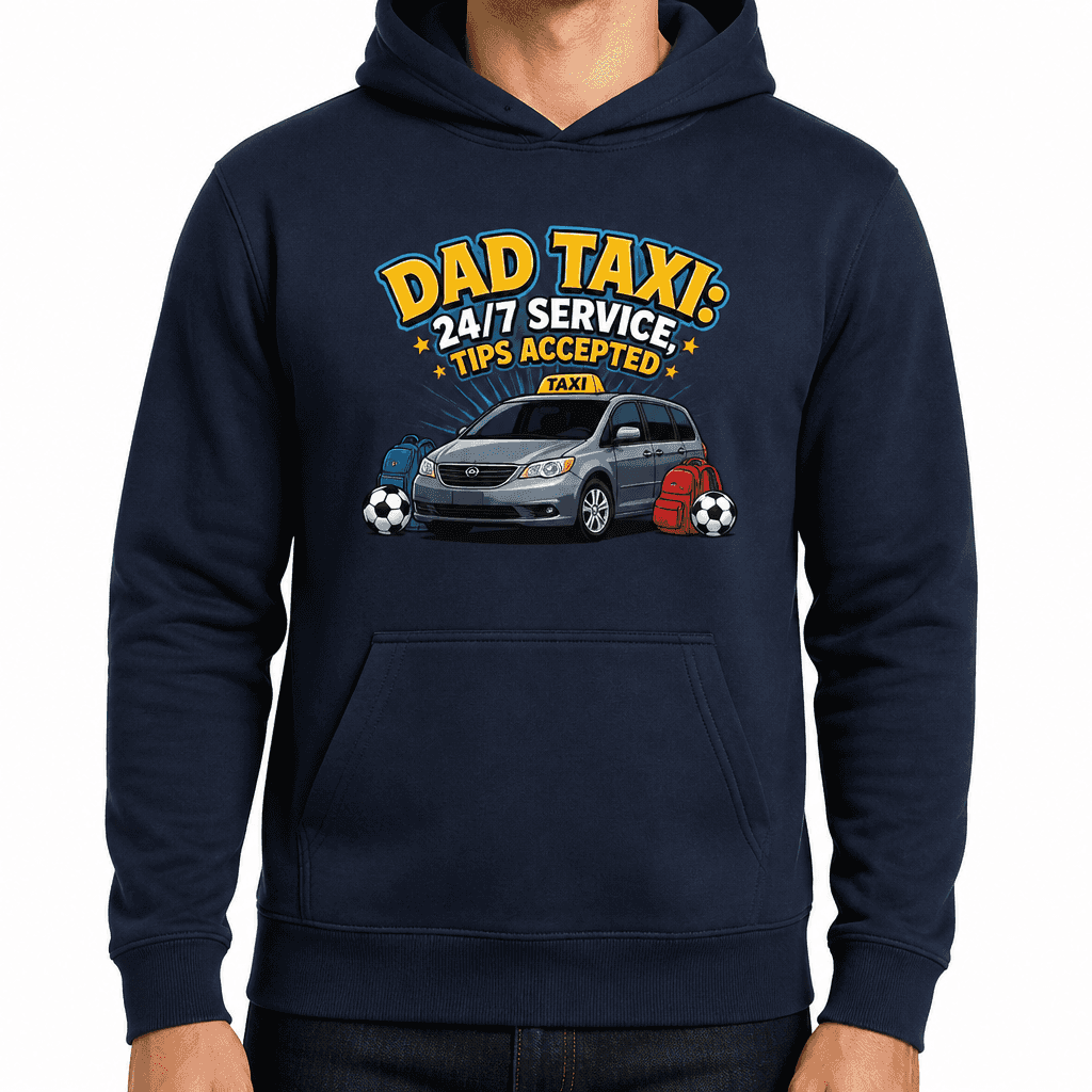Funny Dad Hoodie - Dad taxi: 24/7 service, tips accepted
