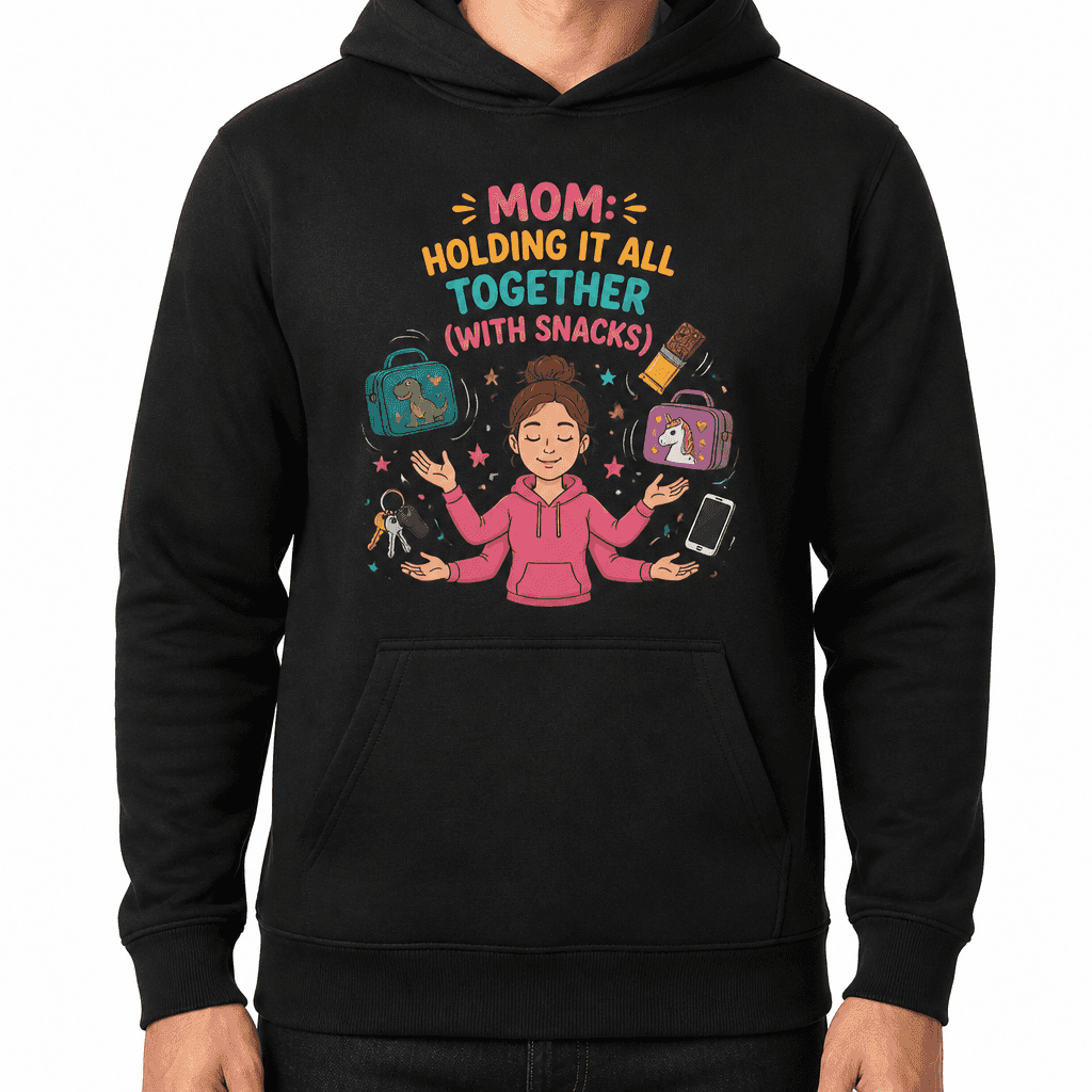 Funny Mom Hoodie - Mom: Holding it all together (with snacks)