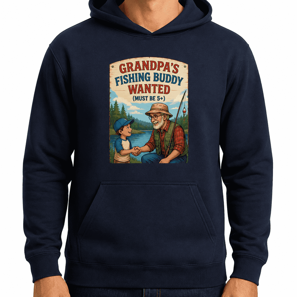Funny Grandpa Hoodie - Grandpa's fishing buddy wanted (must be 5+)