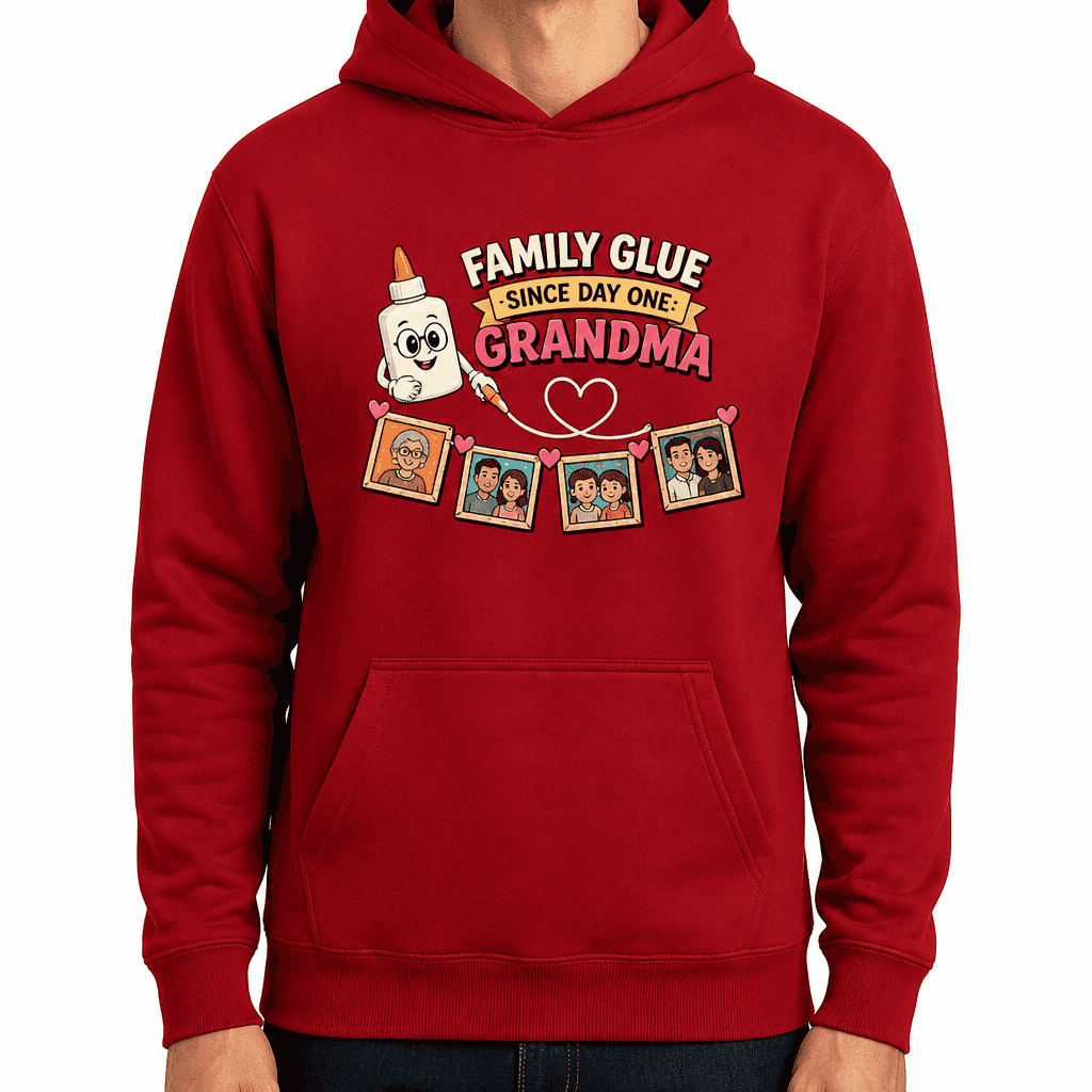 Funny Grandma Hoodie - Family glue since day one: Grandma