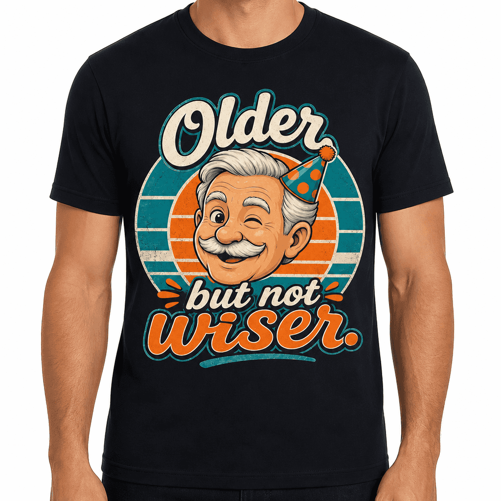 Funny Birthday T-Shirt - Older but not wiser.