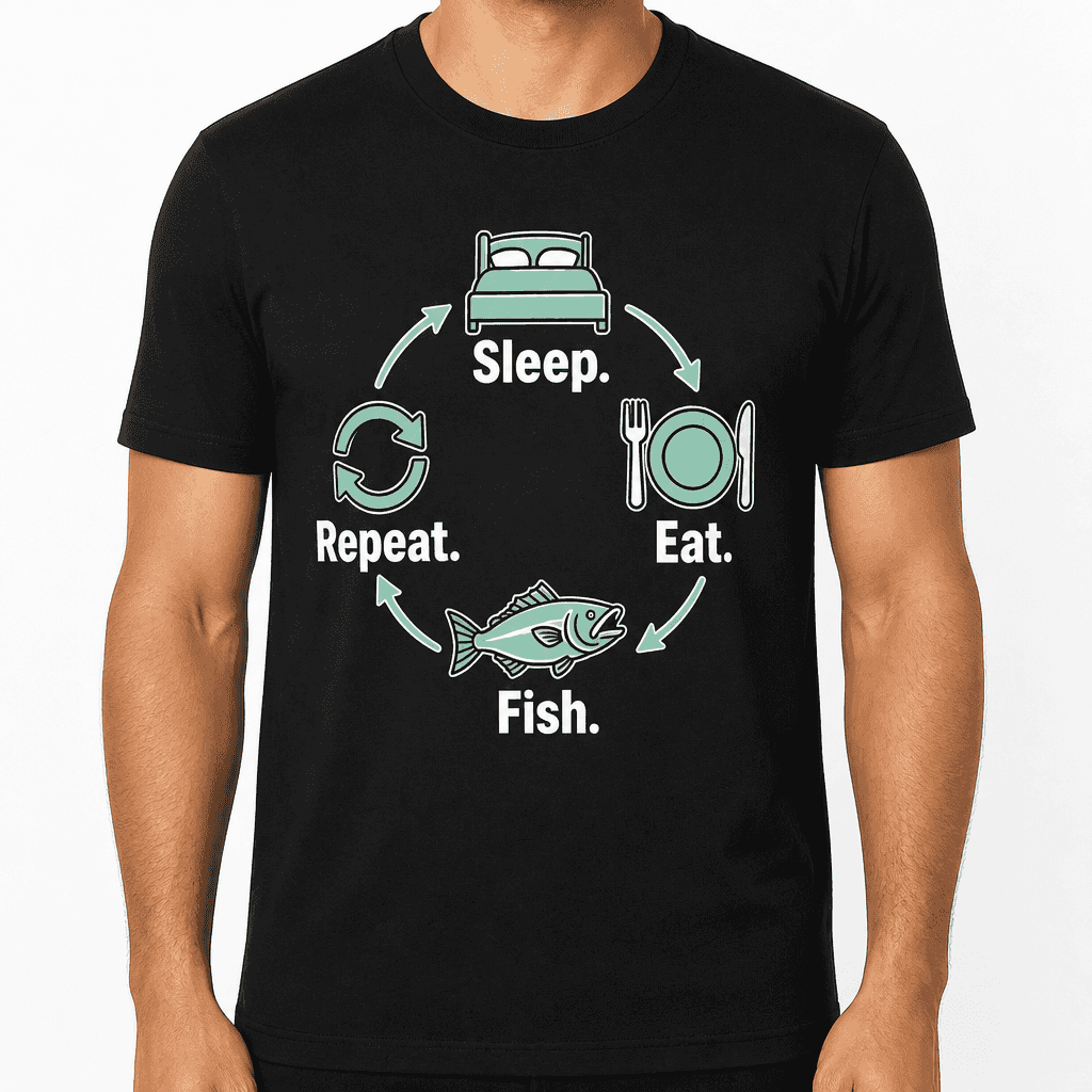 Funny Fishing T-Shirt - Sleep. Eat. Fish. Repeat.