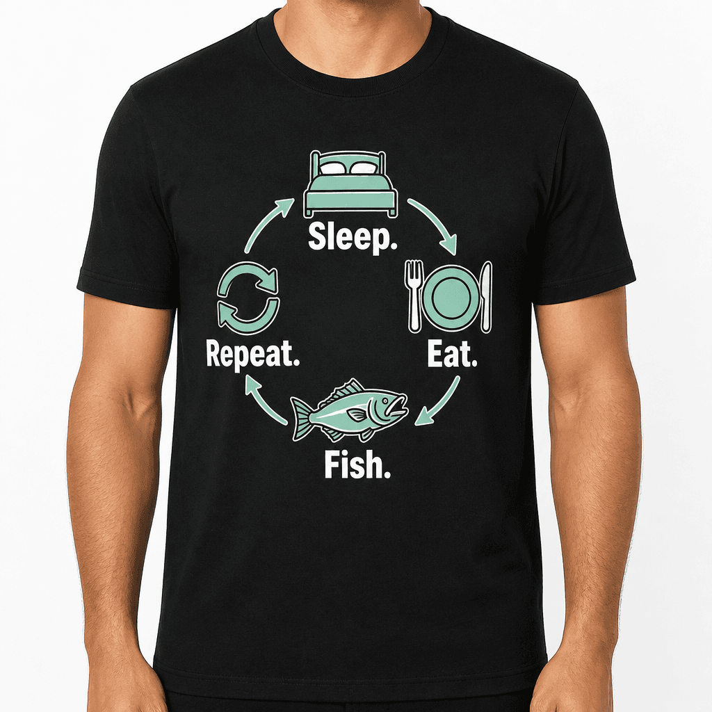 Funny Fishing T-Shirt - Sleep. Eat. Fish. Repeat.