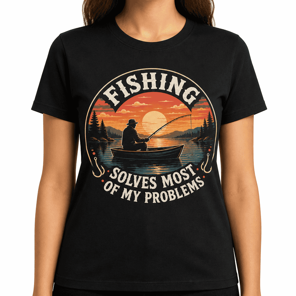 Funny Fishing T-Shirt - Fishing solves most of my problems