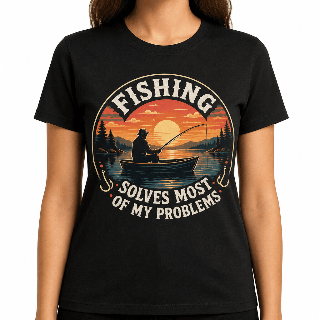 Funny Fishing T-Shirt - Fishing solves most of my problems