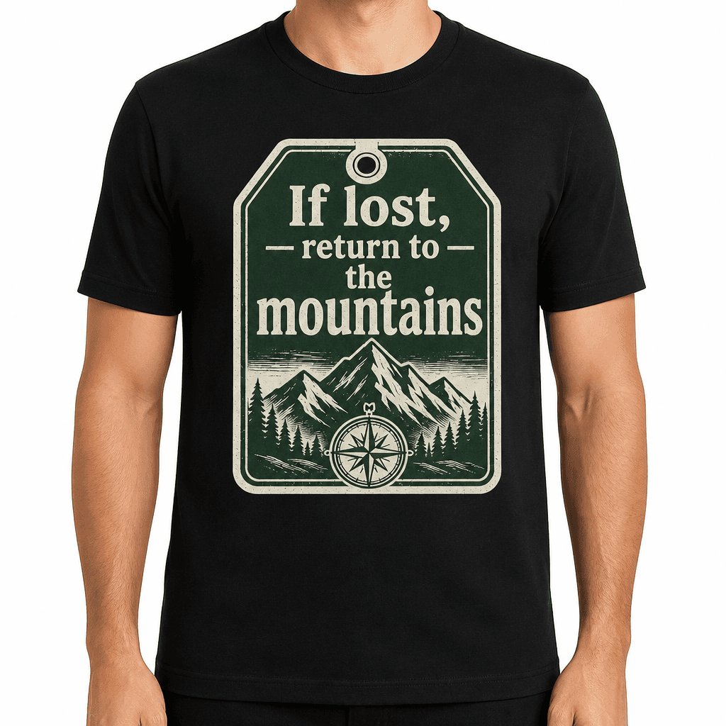 Funny Hiking T-Shirt - If lost, return to the mountains