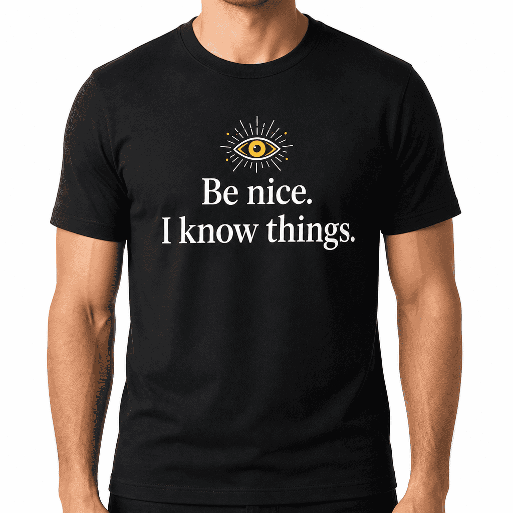 Funny Sarcastic T-Shirt - Be nice. I know things.