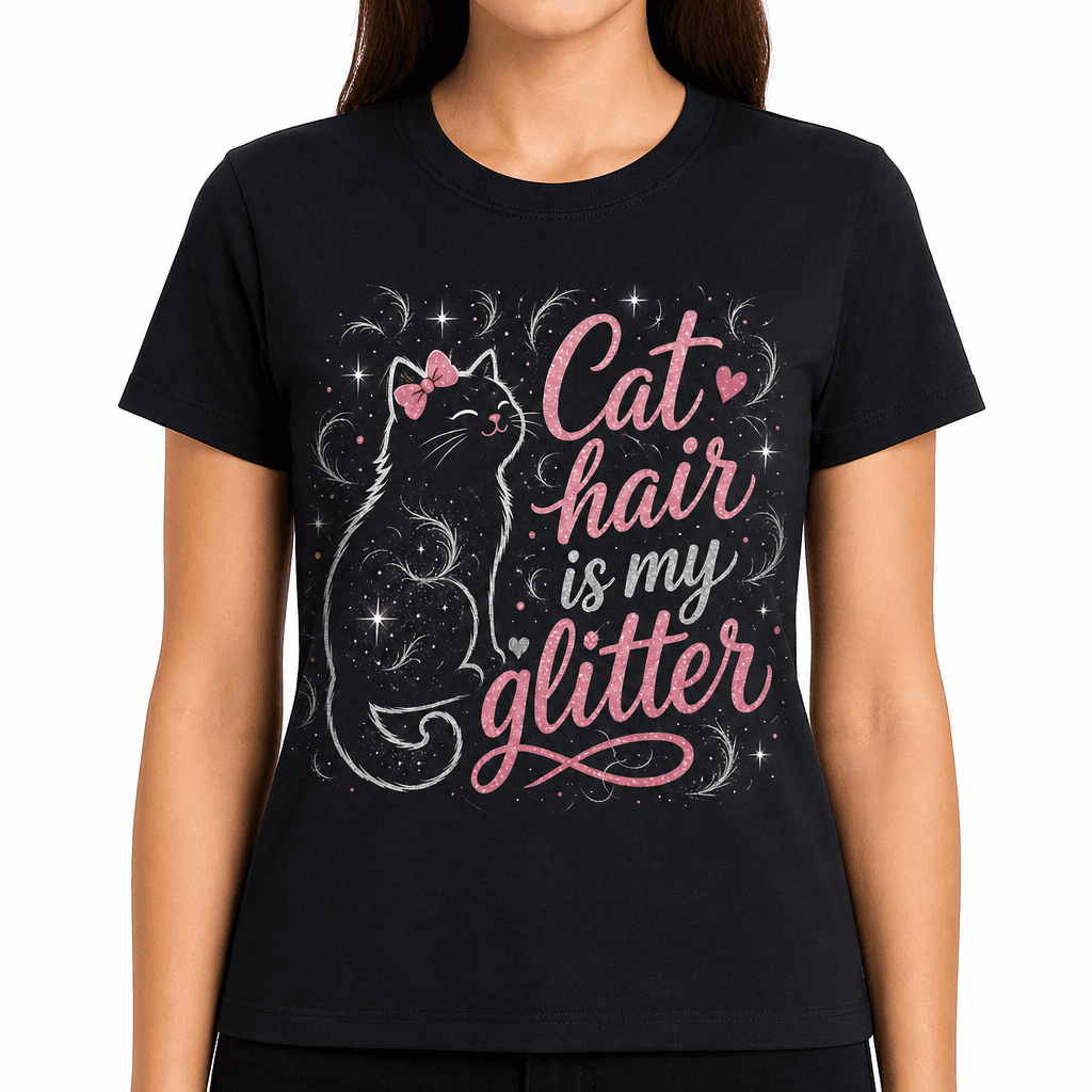Funny Cat Lover T-Shirt - Cat hair is my glitter