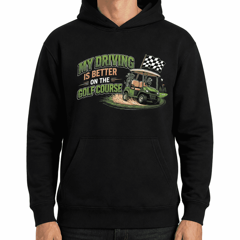 Funny Golf Hoodie - My driving is better on the golf course