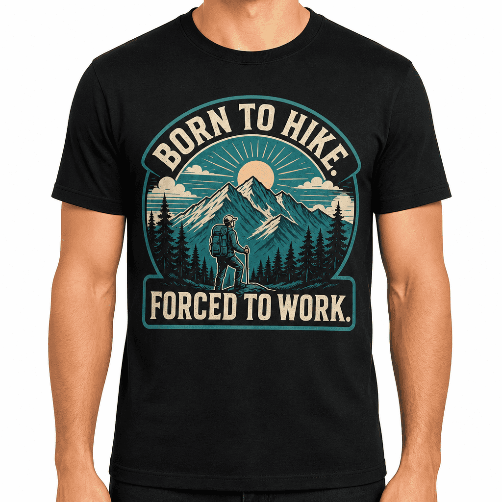Funny Hiking T-Shirt - Born to hike. Forced to work.