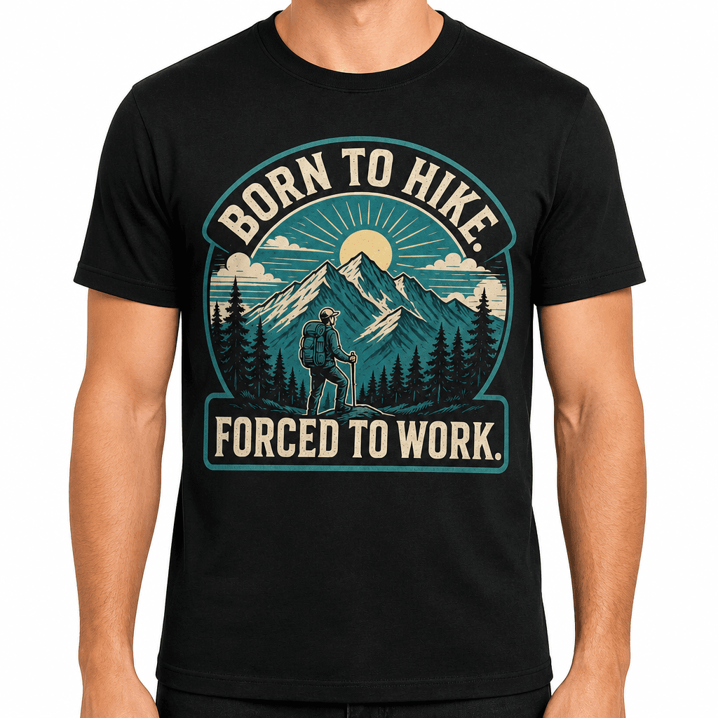 Funny Hiking T-Shirt - Born to hike. Forced to work.