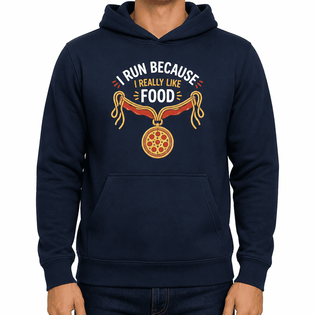 Funny Running Hoodie - I run because I really like food