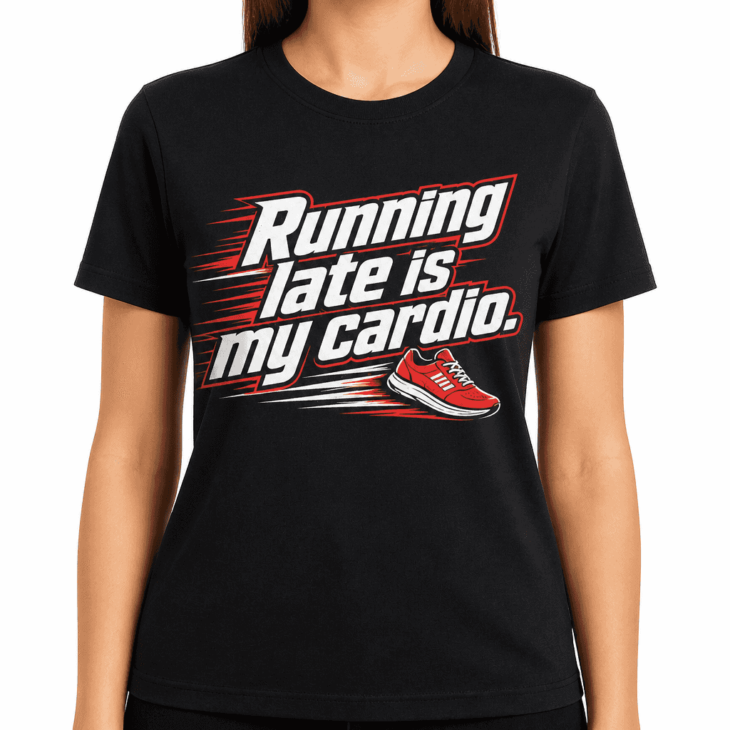 Funny Running T-Shirt - Running late is my cardio.