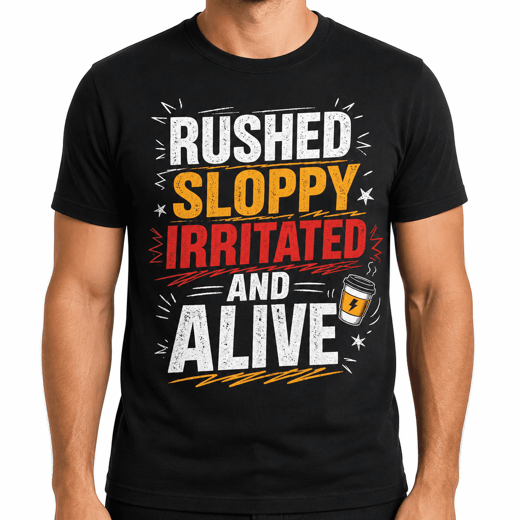 Sarcastic T-Shirt - RUSHED SLOPPY IRRITATED AND ALIVE