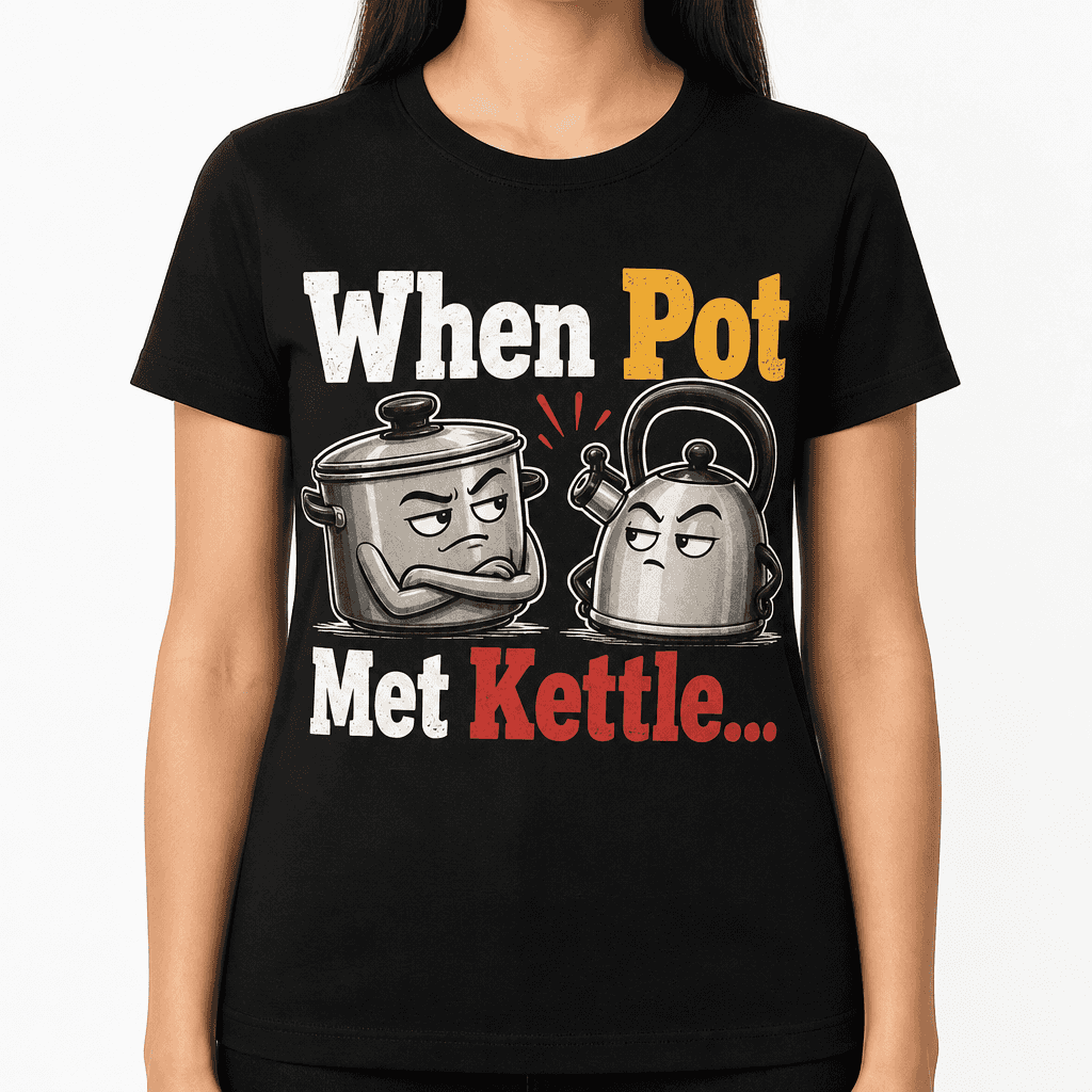 Funny Sarcastic T-Shirt - When Pot Met Kettle...