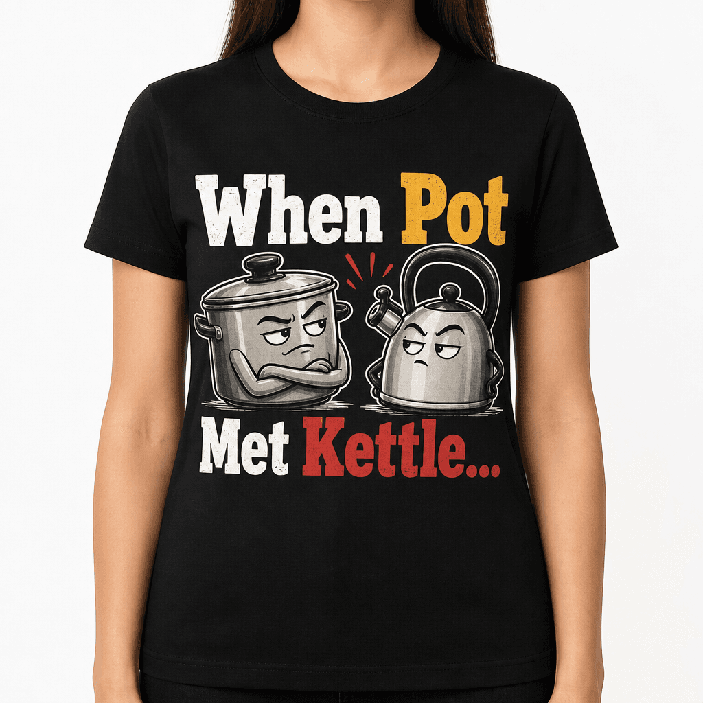Funny Sarcastic T-Shirt - When Pot Met Kettle...