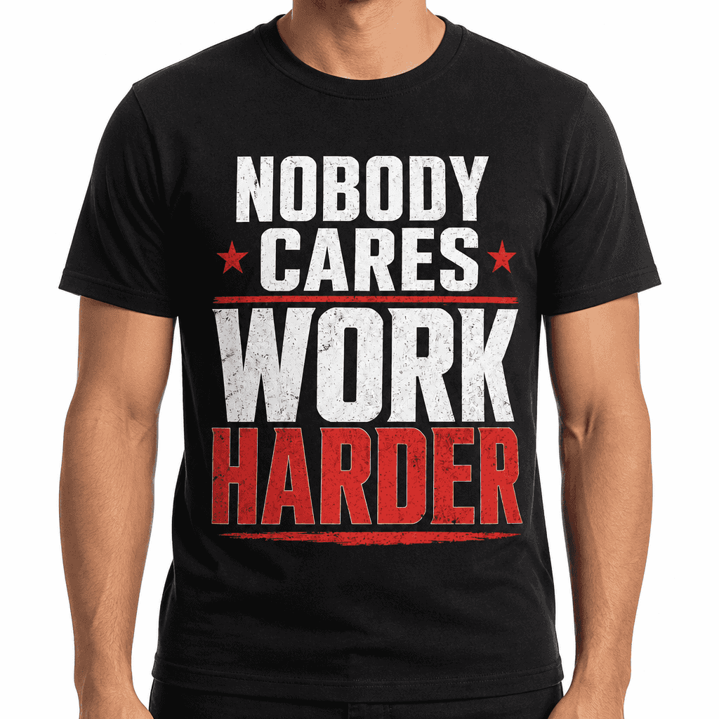 Funny Sarcastic T-Shirt - Nobody Cares Work Harder