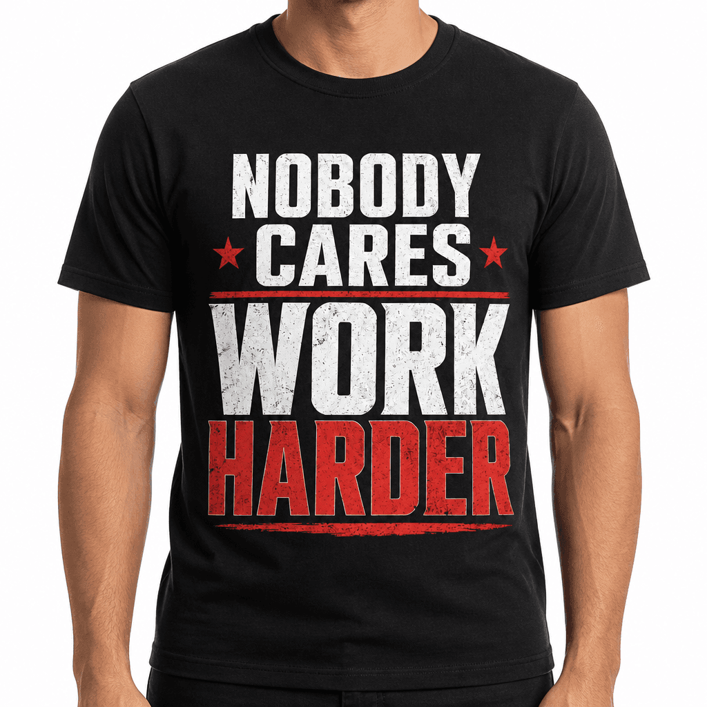 Funny Sarcastic T-Shirt - Nobody Cares Work Harder