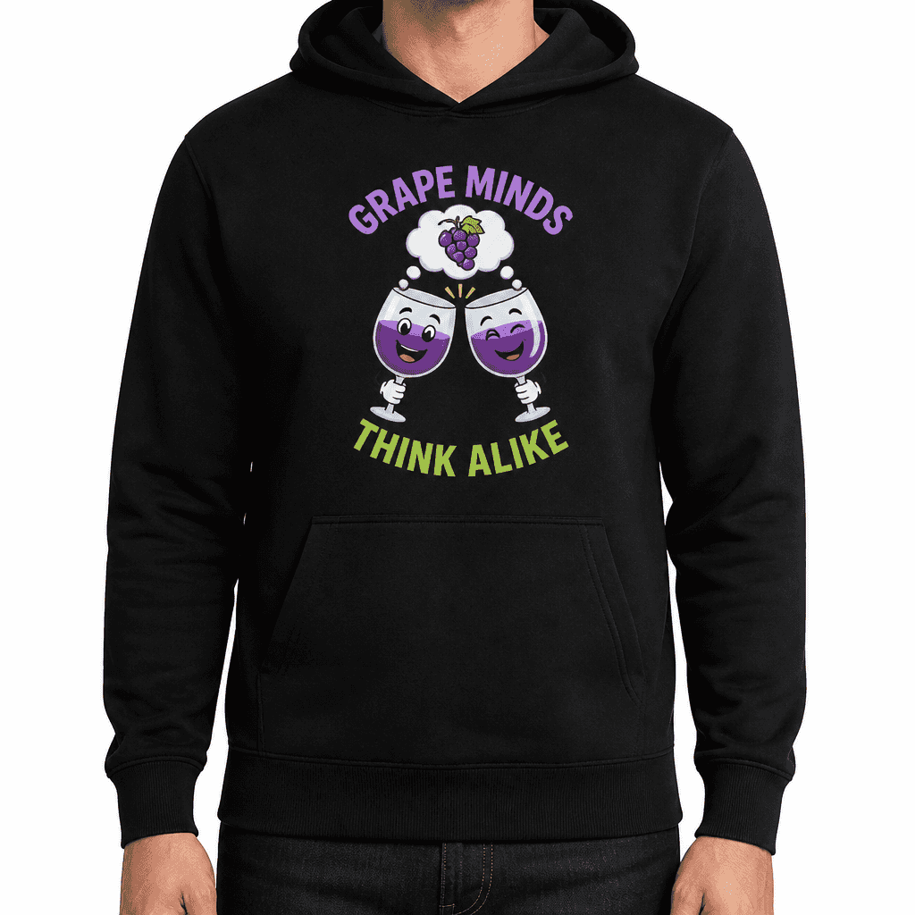 Funny Wine Lover Hoodie - Grape minds think alike