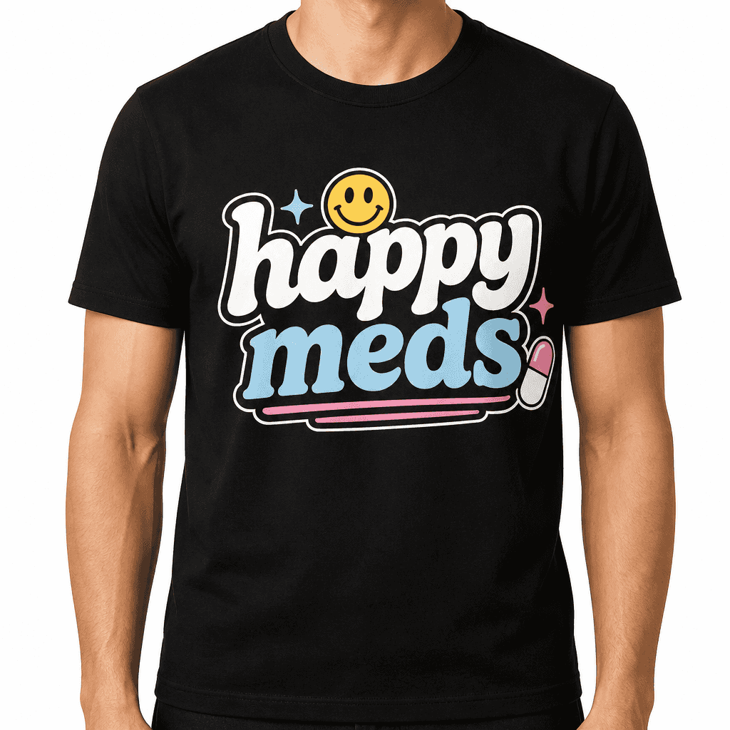 Funny Sarcastic T-Shirt - happy meds