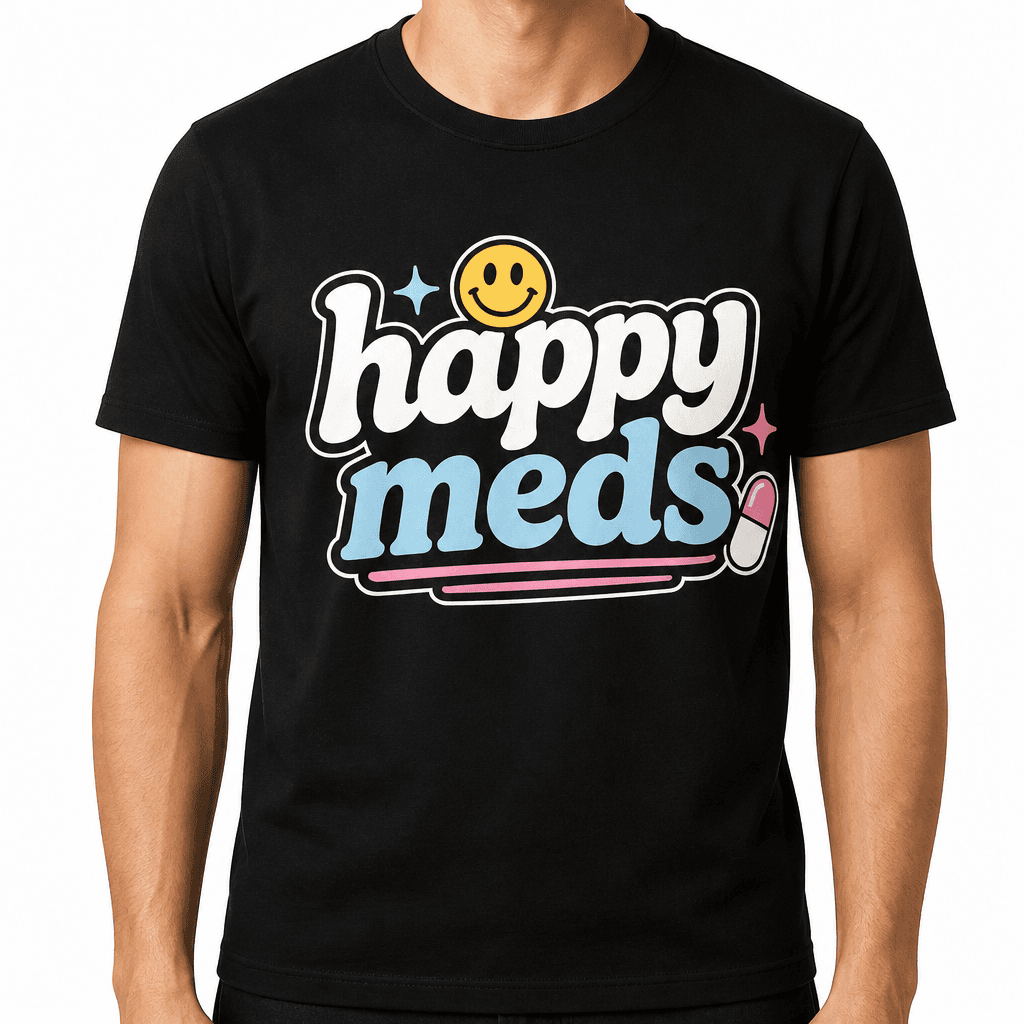 Funny Sarcastic T-Shirt - happy meds