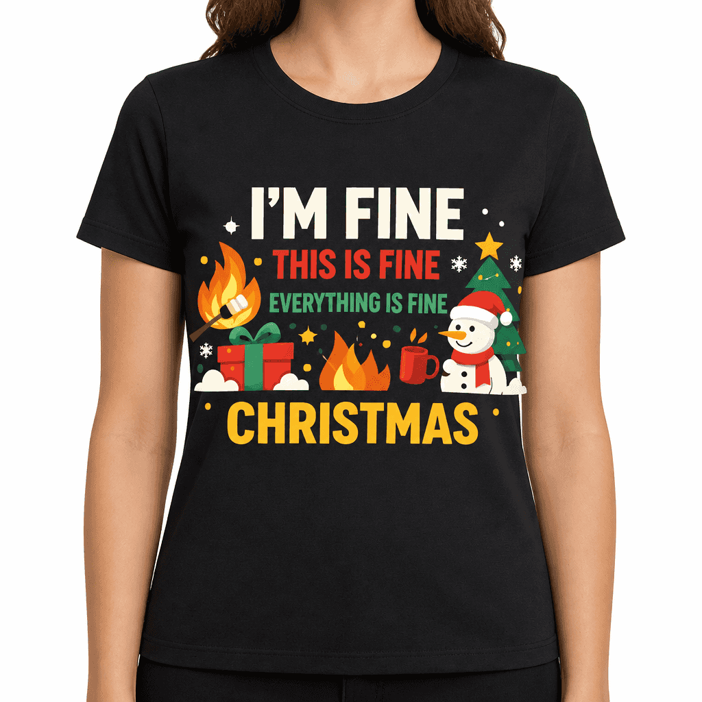 Funny Christmas T-Shirt β Iβm Fine This Is Fine Everything Is Fine Christmas