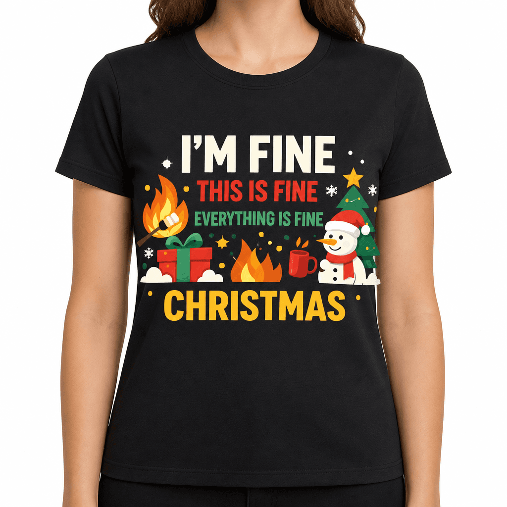 Funny Christmas T-Shirt – I’m Fine This Is Fine Everything Is Fine Christmas