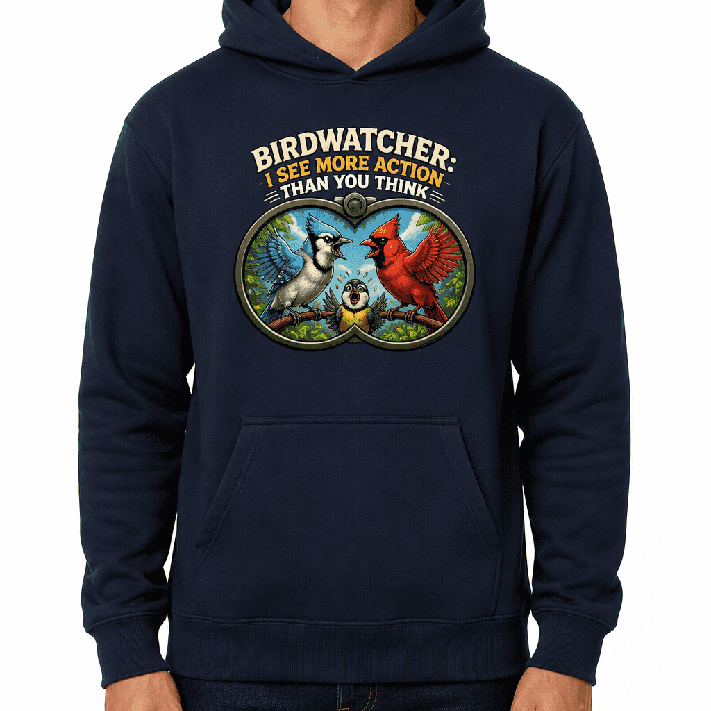 Funny Birdwatching Hoodie - Birdwatcher: I see more action than you think