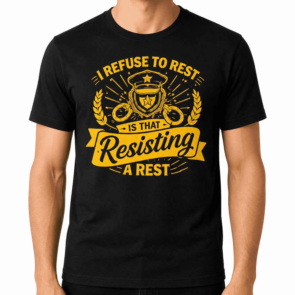 Funny T-Shirt for Police Officers – I Refuse To Rest Is That Resisting A Rest