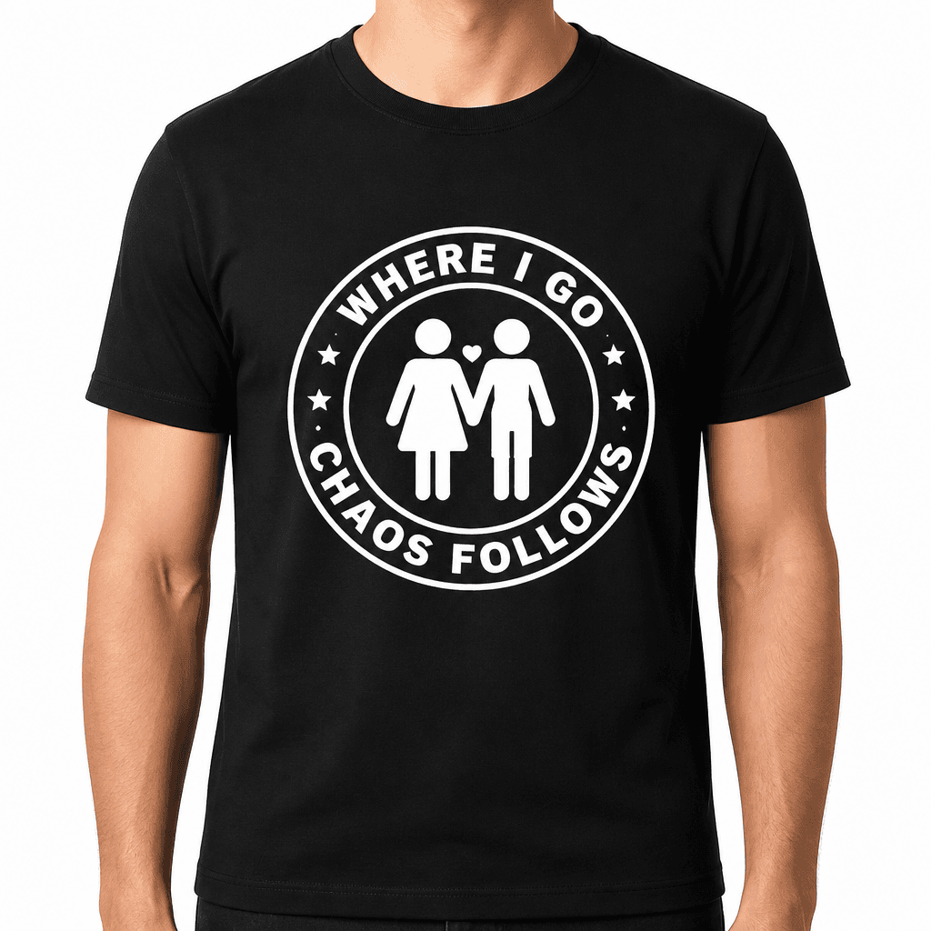 Funny T-Shirt for Couples – Where I Go Chaos Follows