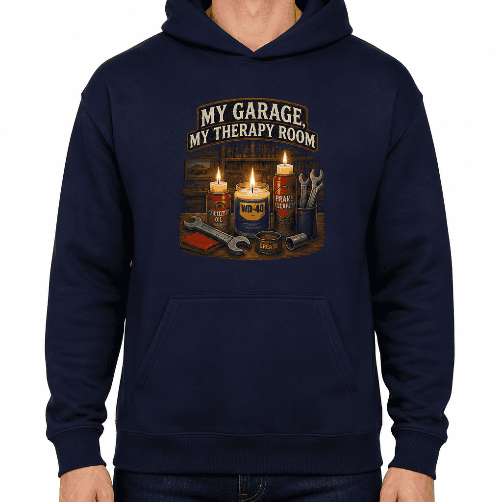 Funny Car Lover Hoodie - My garage, my therapy room