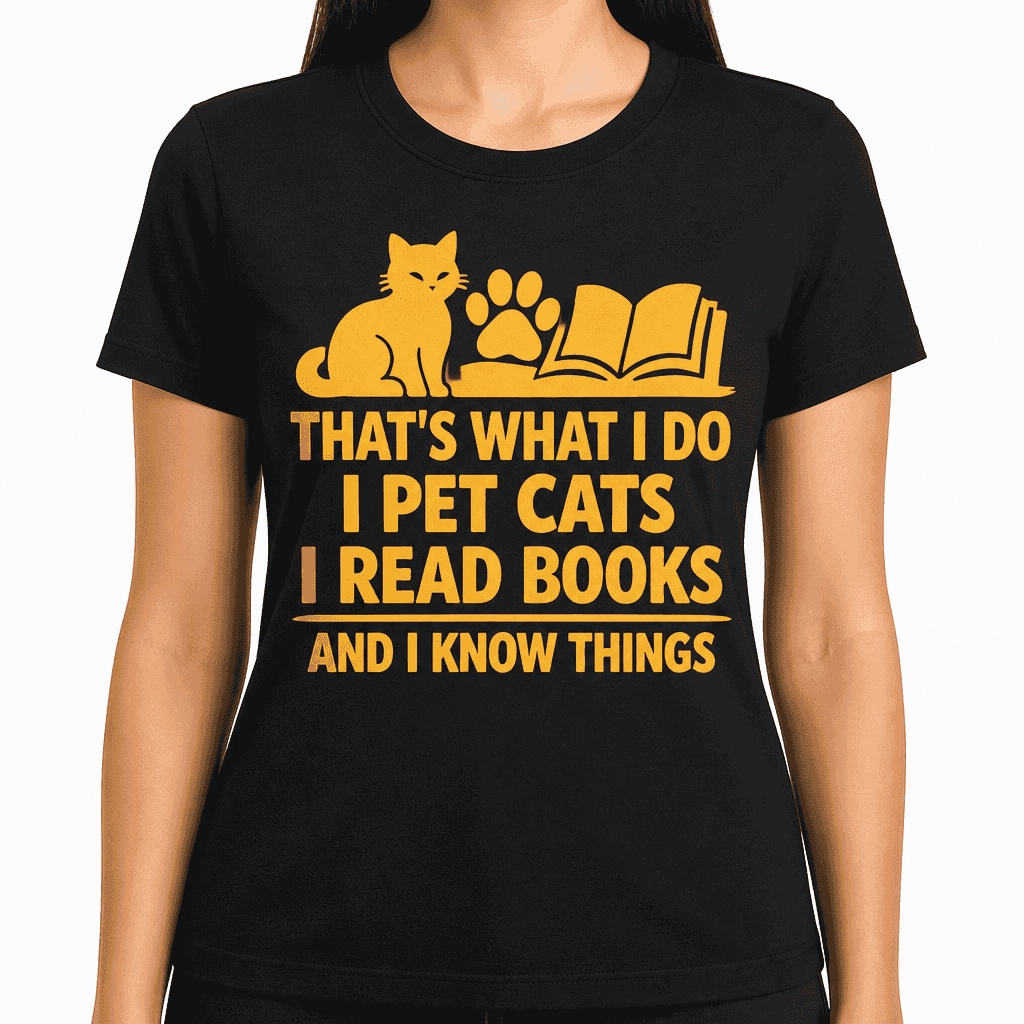 Funny T-Shirt for Cat Lovers β That's What I Do I Pet Cats I Read Books And I Know Things