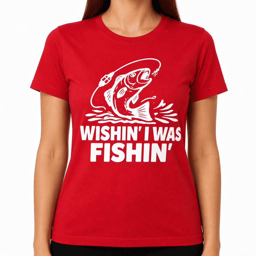 Wishin' I Was Fishin Funny T-Shirt