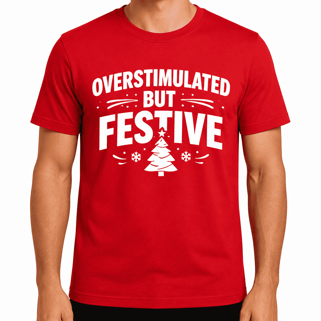 Overstimulated But Festive Funny T-Shirt
