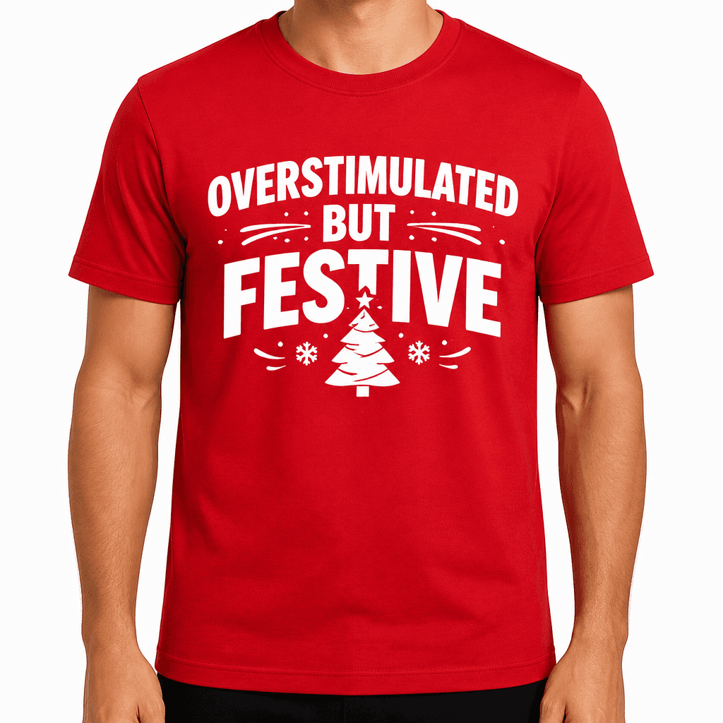 Overstimulated But Festive Funny T-Shirt