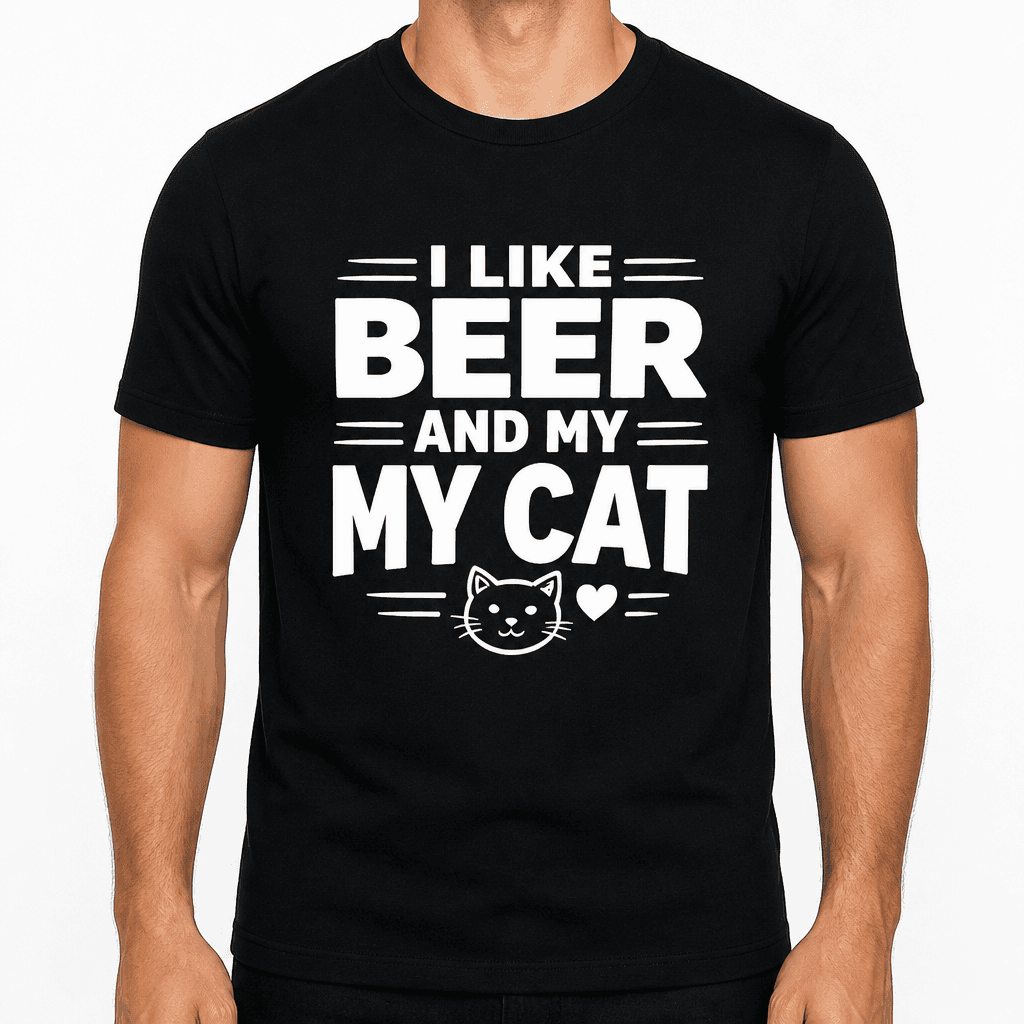 I Like Beer And My Cat Funny T-Shirt