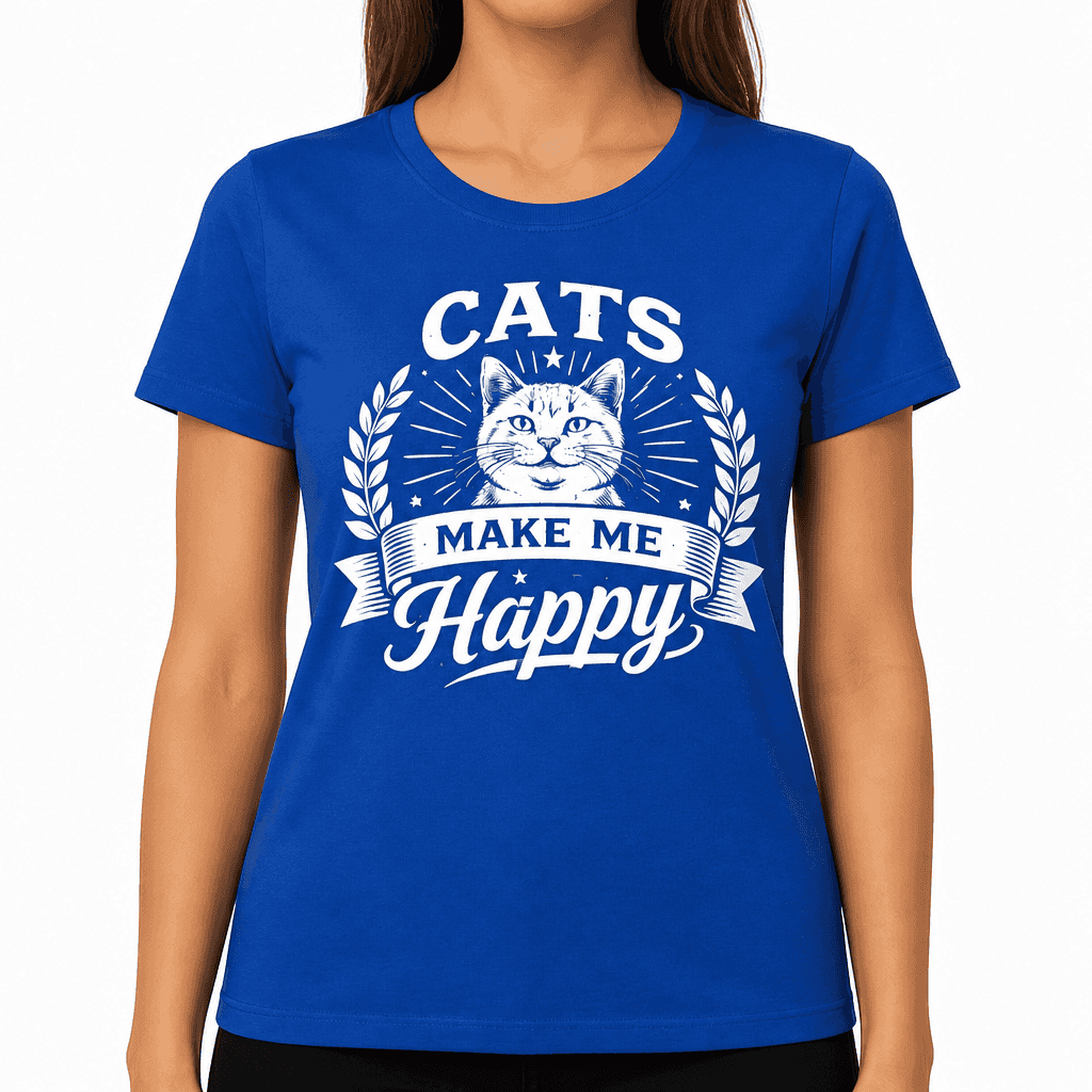 Cats Make Me Happy Funny T-Shirt
