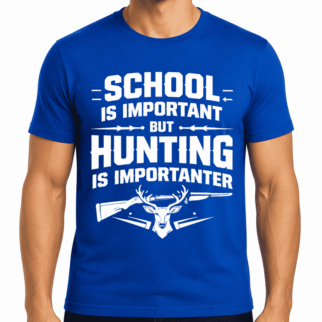 School Is Important But Hunting Is Importanter Funny T-Shirt
