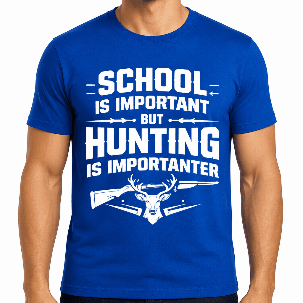 School Is Important But Hunting Is Importanter Funny T-Shirt
